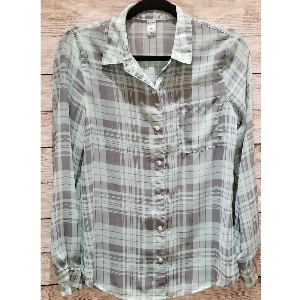 Old Navy Plaid Chiffon Top